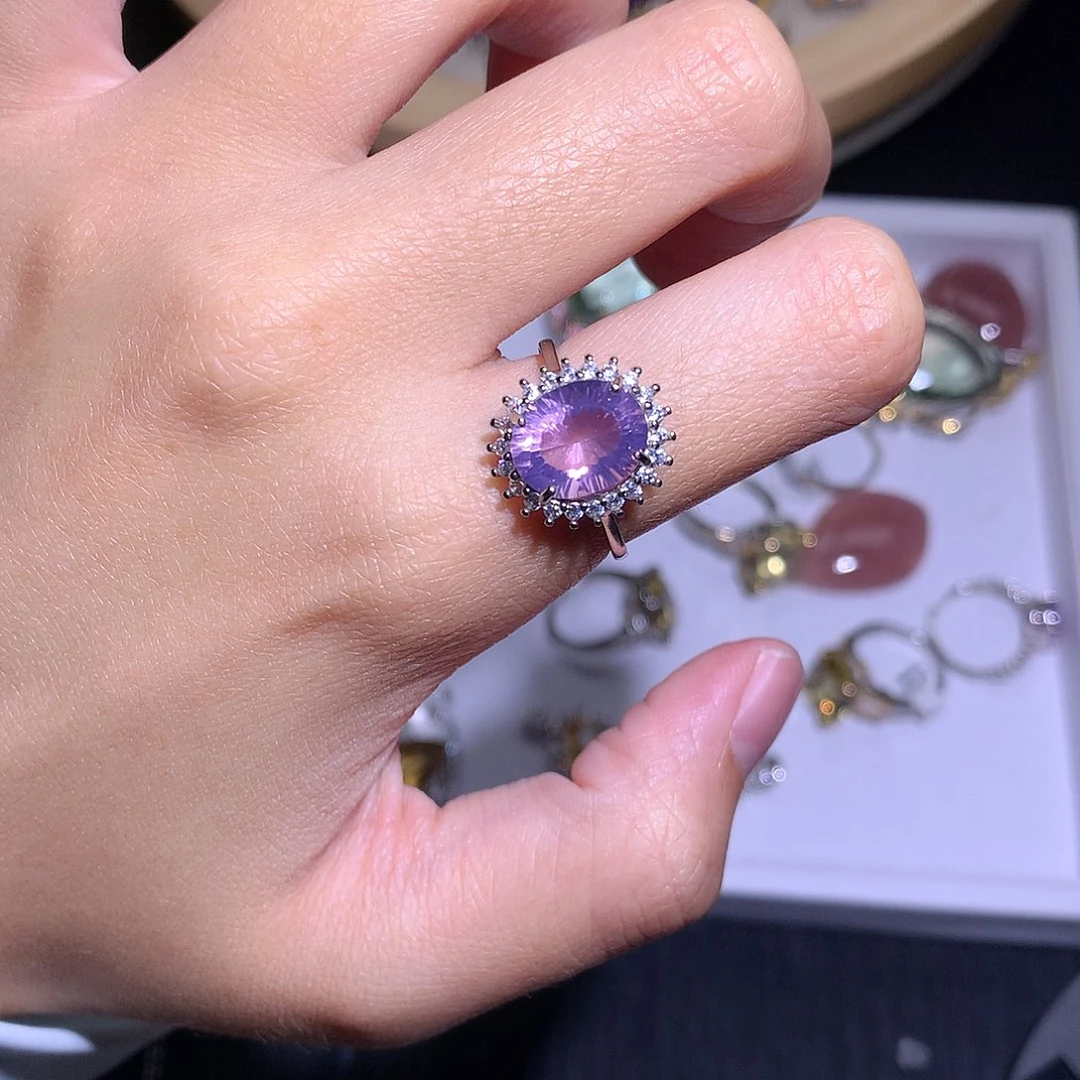 银S925镶嵌戒指水晶