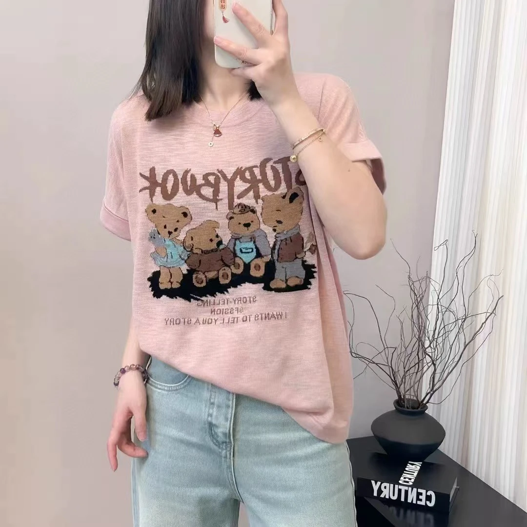 印花短袖T恤女2025夏季新款时髦减龄百搭正肩宽松上衣543