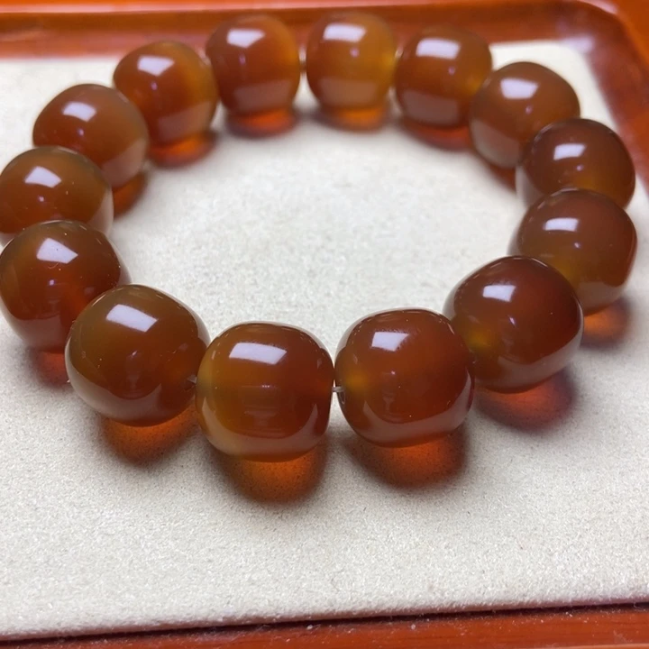 玛瑙/玉髓未镶嵌手串北红玛瑙 精品 全品大老型珠