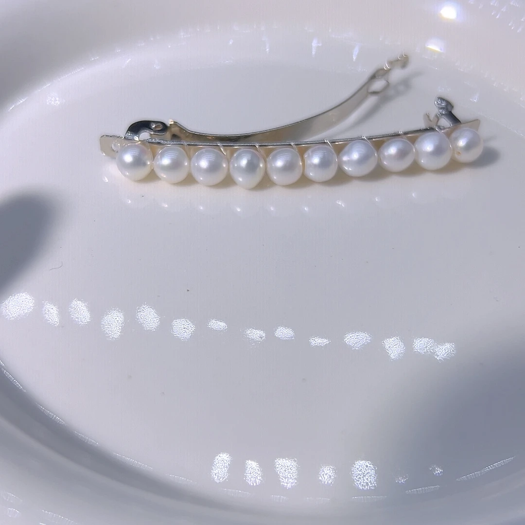 淡水珍珠巴洛克珍珠发夹合金