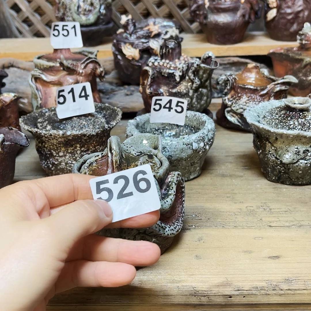 杯索*柴烧粗陶手捏宝瓶