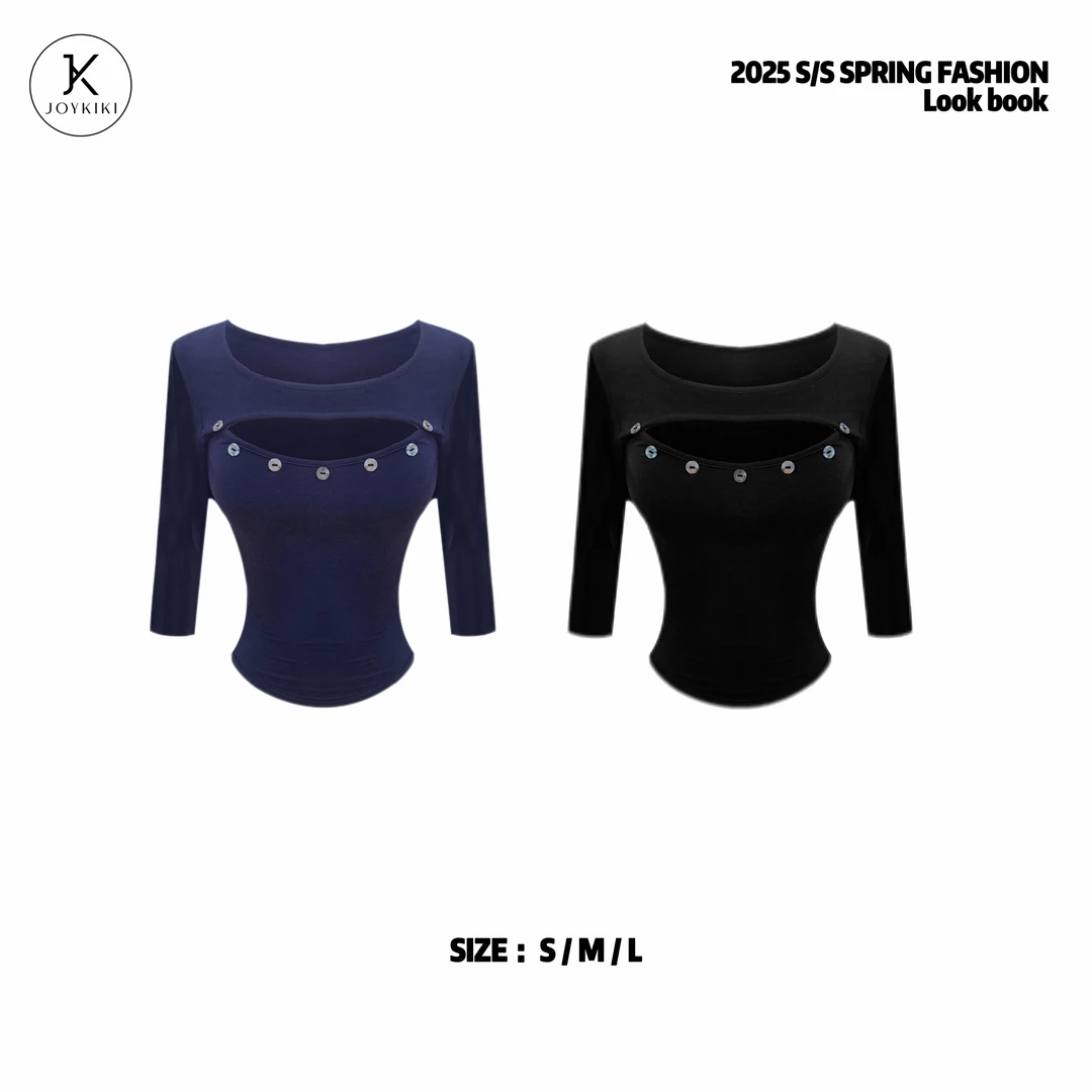 JOY KIKI金金【撩心御姐】纯欲御姐弹力显瘦破缝设计上衣J25B187