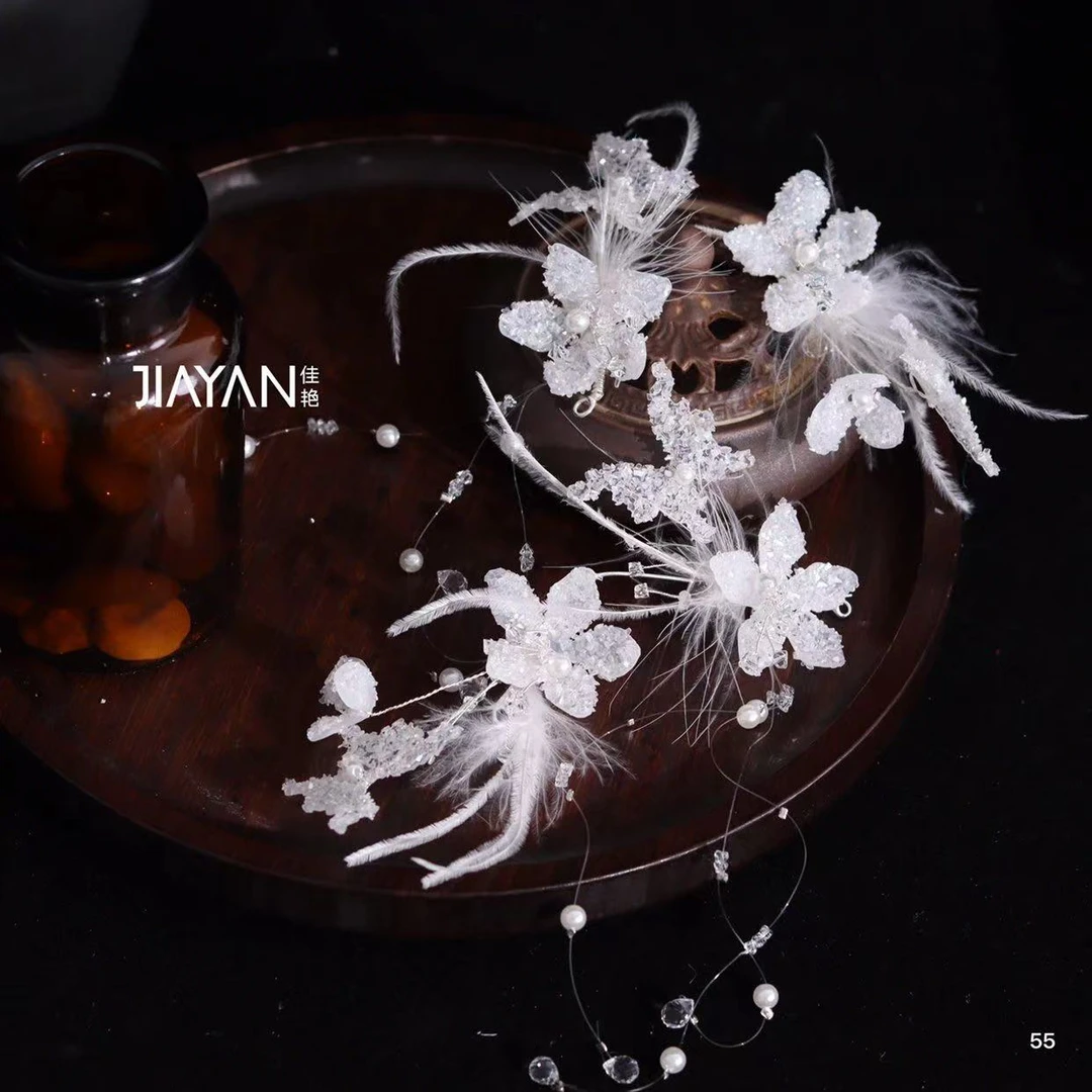 3145仙气羽毛婚纱礼服头饰气质百搭晨袍晚礼服配饰