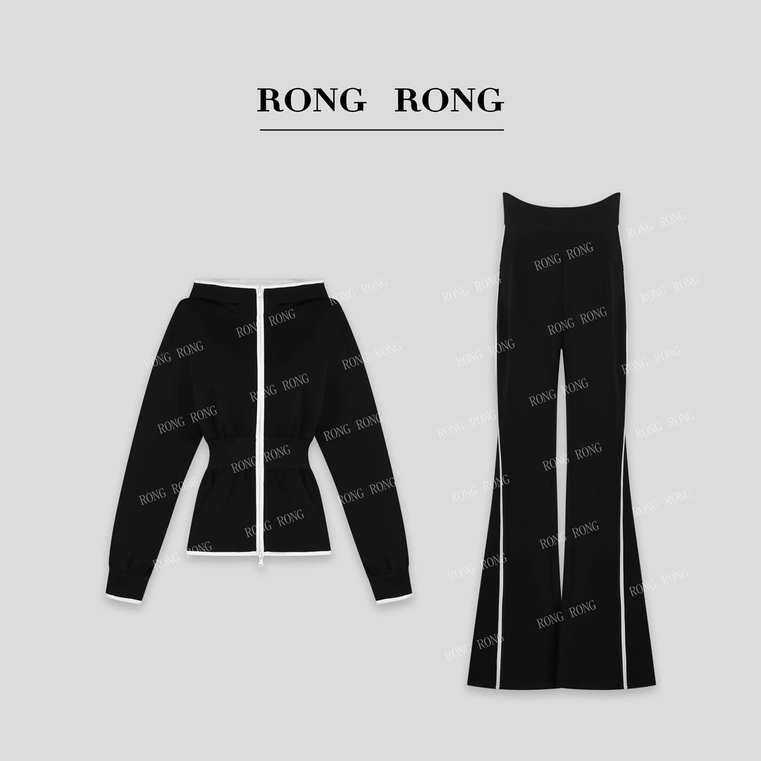 溶溶【元气动感】RONGRONG 莱赛尔撞色收腰连帽卫衣套装ZGC6W1107-1