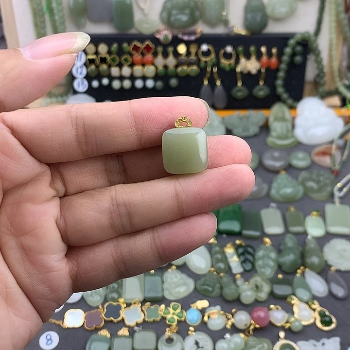和田玉银S925镶嵌吊坠(不含链)