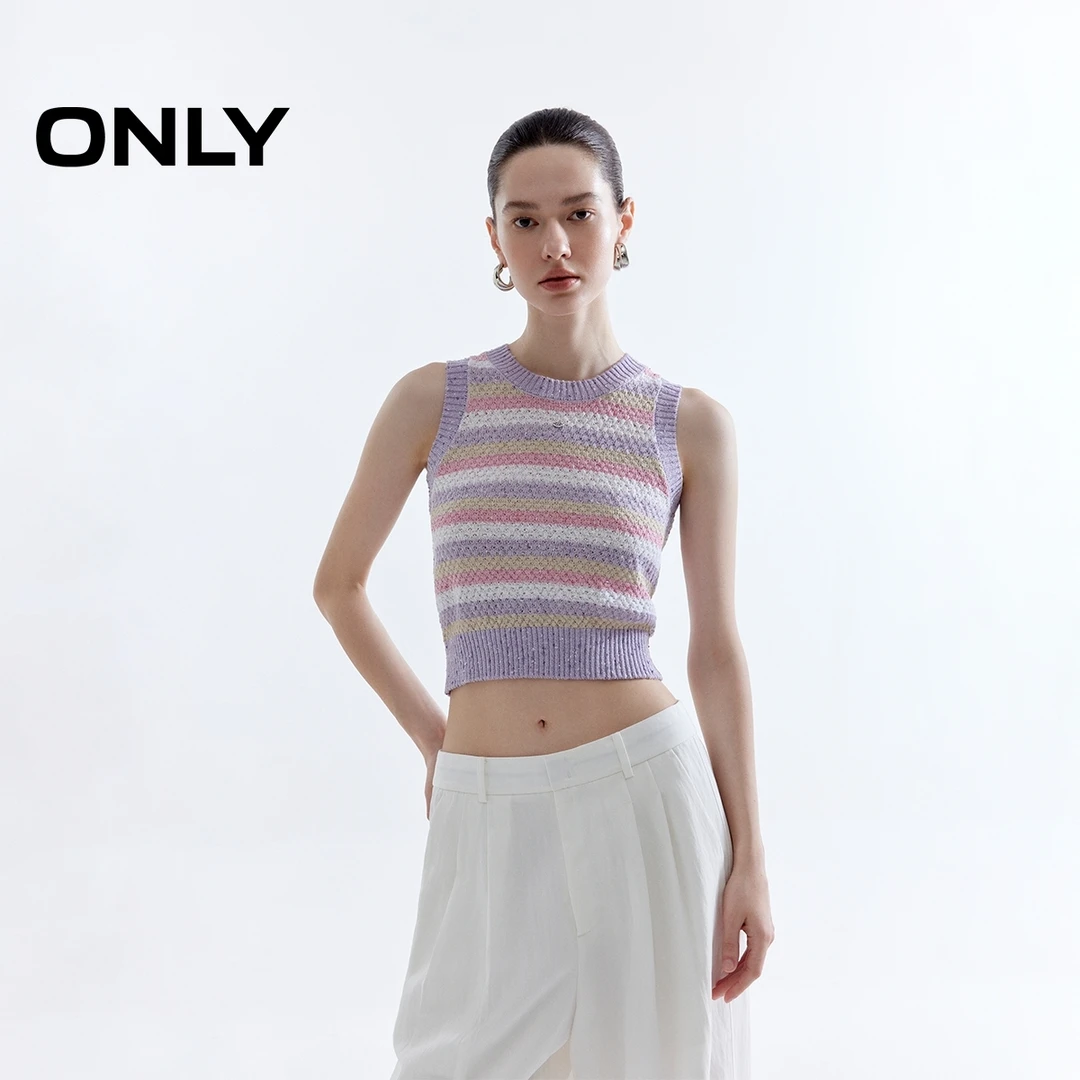 ONLY夏季“亲肤面料”背心针织衫女多巴胺穿搭设计感|12523H024