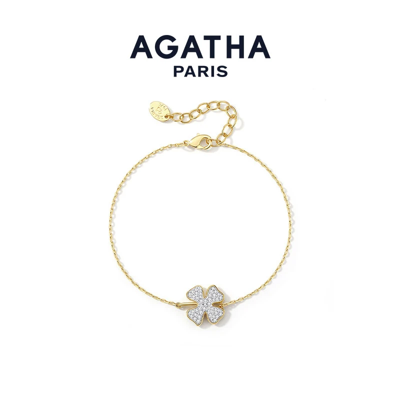 AGATHA 铜合金手链 瑷嘉莎春日花花四叶花花环手链四叶草D