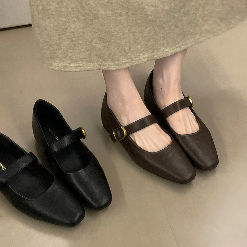 简约一字带内增高玛丽珍鞋通勤百搭秋季新款复古方头单鞋