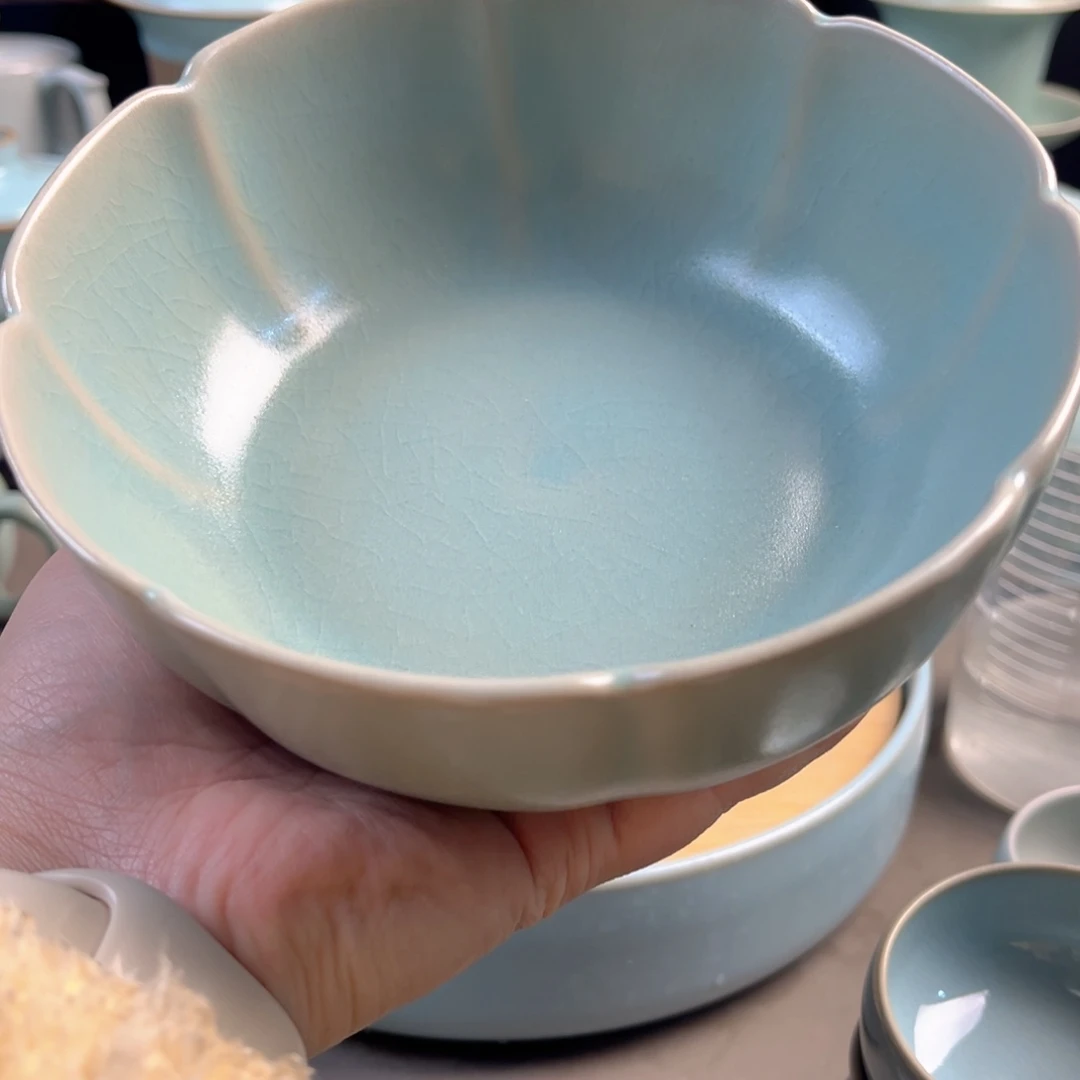 陶摆件瓷仿古釉深口钵原矿