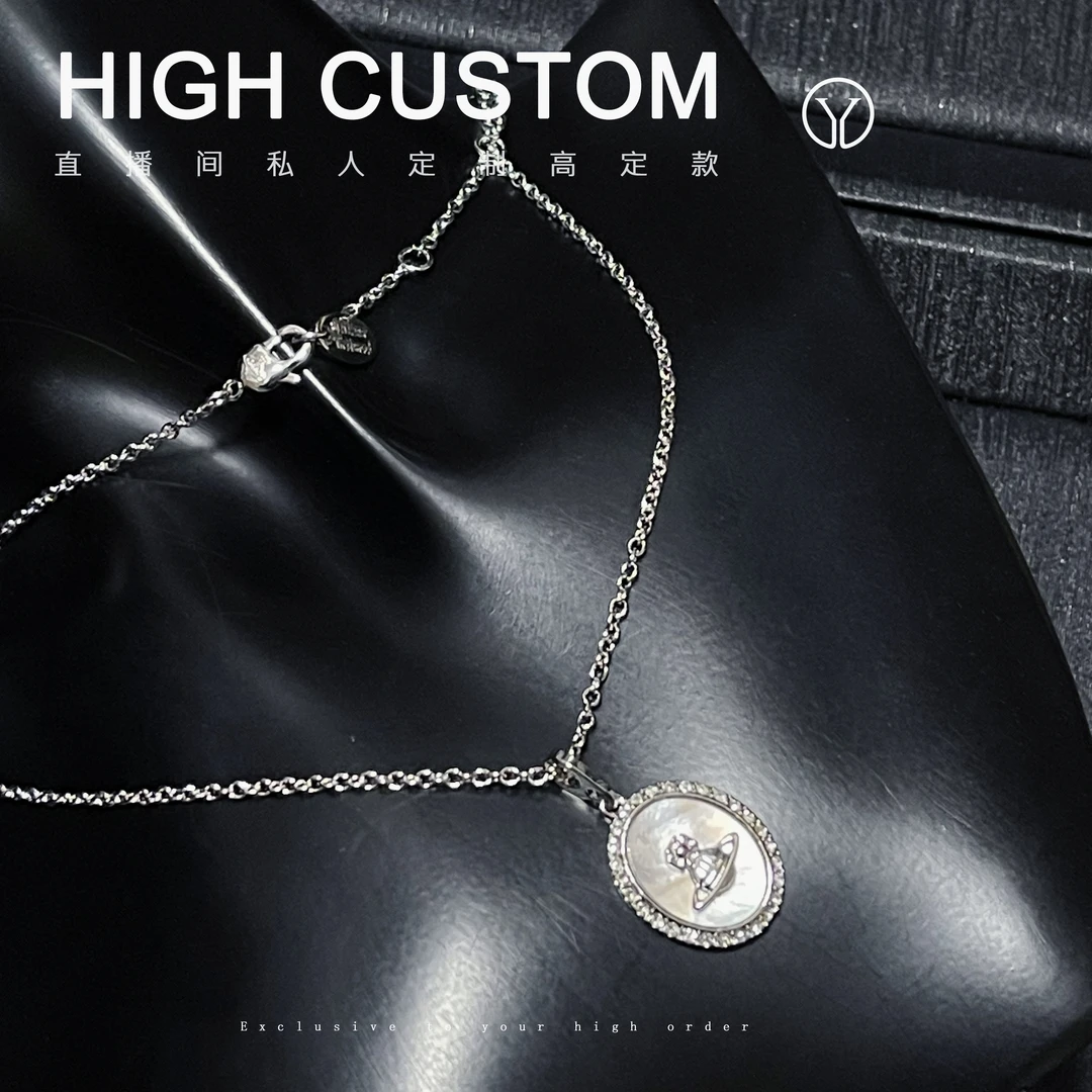 铜合金项链 486 星球椭圆银色细项链