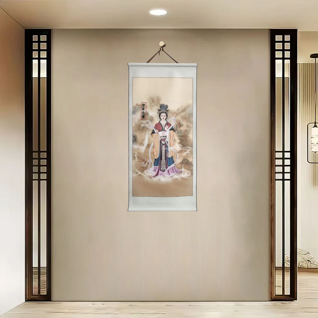 {40-326碧霞元君}}净尺寸40x85cm现代简约挂轴装饰画