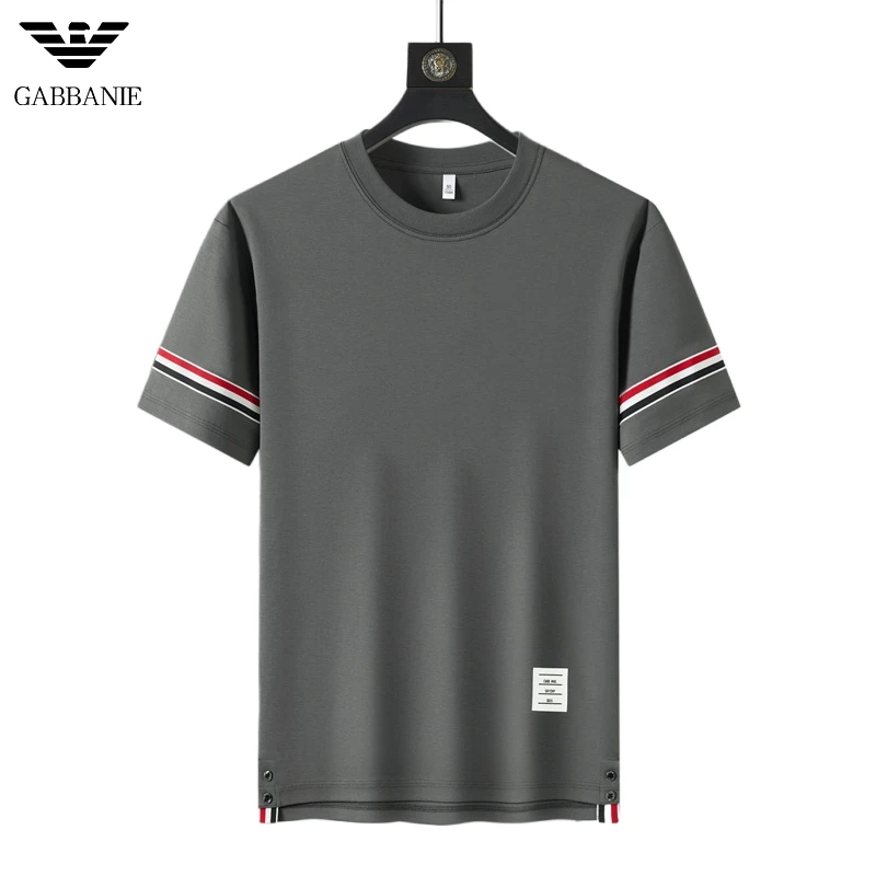 GABBANIE2025新款设计感休闲百搭商务男士圆领夏季重磅短袖T恤