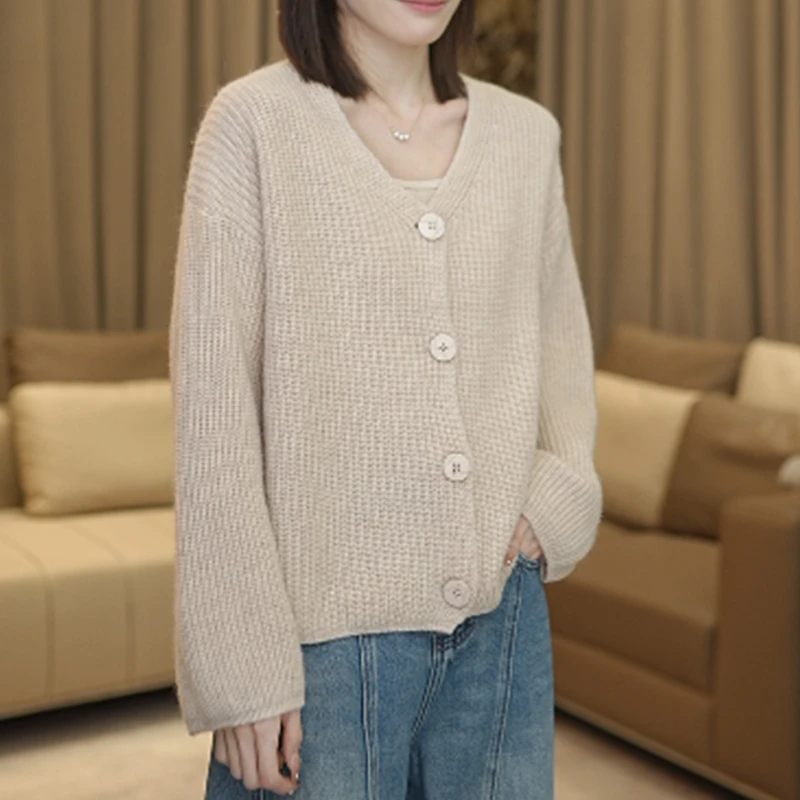 [清仓款]SZZ-L6709 v领羊毛纽扣开衫女装针织衫