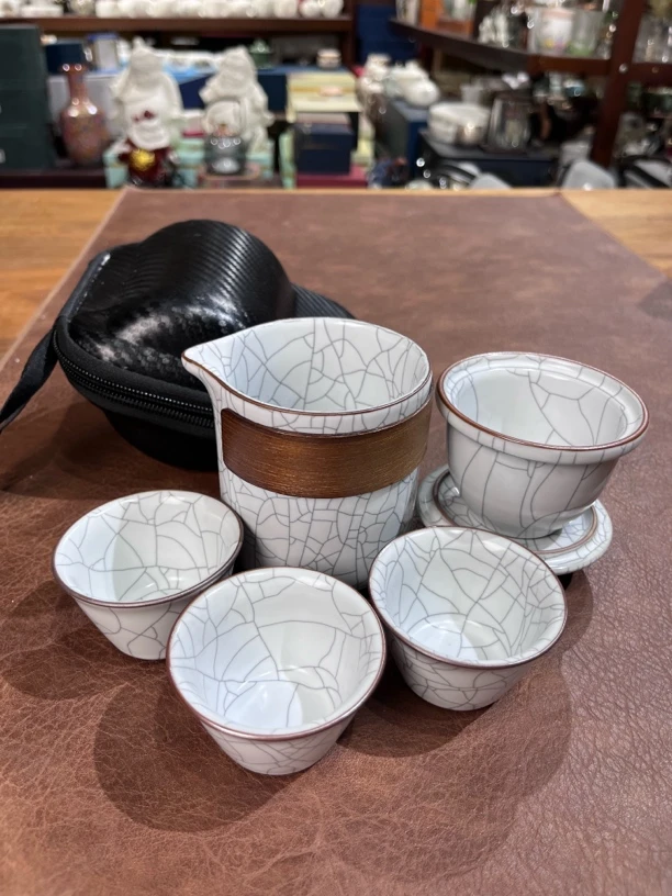 492陶瓷一壶三杯旅行茶具