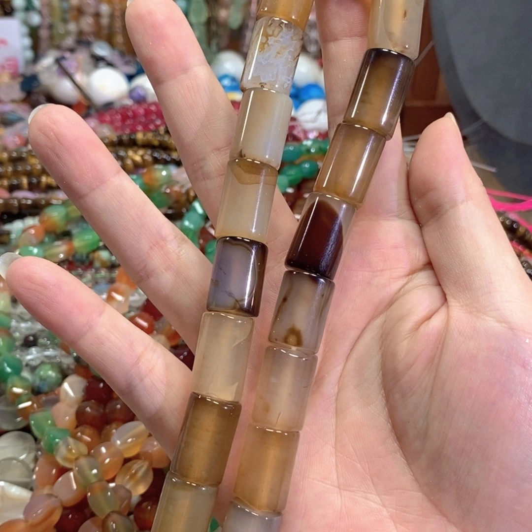 未镶嵌玛瑙/玉髓珠宝半成品玛瑙炮仗一条卡13*18mm