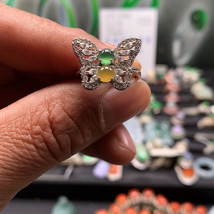 翡翠银S925镶嵌戒指