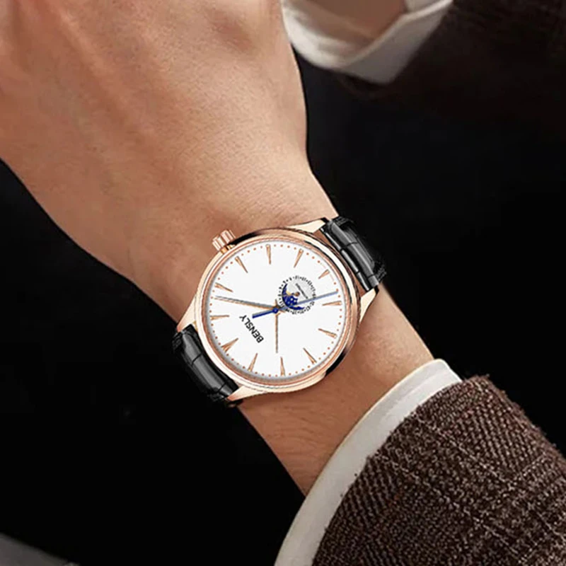 瑞士注册品牌BENSLY 月相大师系列男士机械腕表-BY505-BXZX