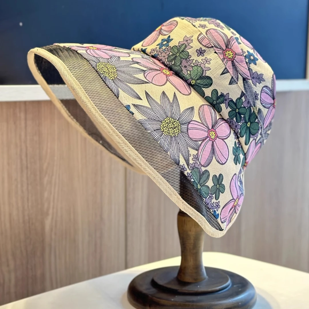 繁花遮阳帽女款大帽檐防晒帽女夏空顶透气防晒沙滩海边户外太阳帽