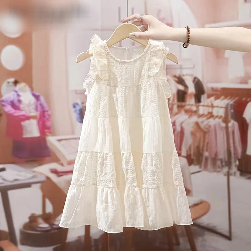 女童2025夏季新款公主风格时尚绣花连衣裙D