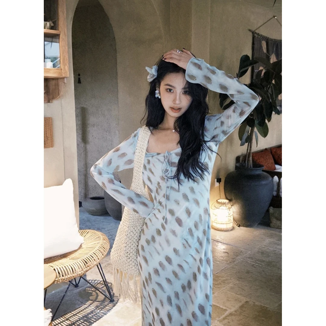 法式高级感气质优雅连衣裙女春夏季新款海边度假风绝美收腰长裙子