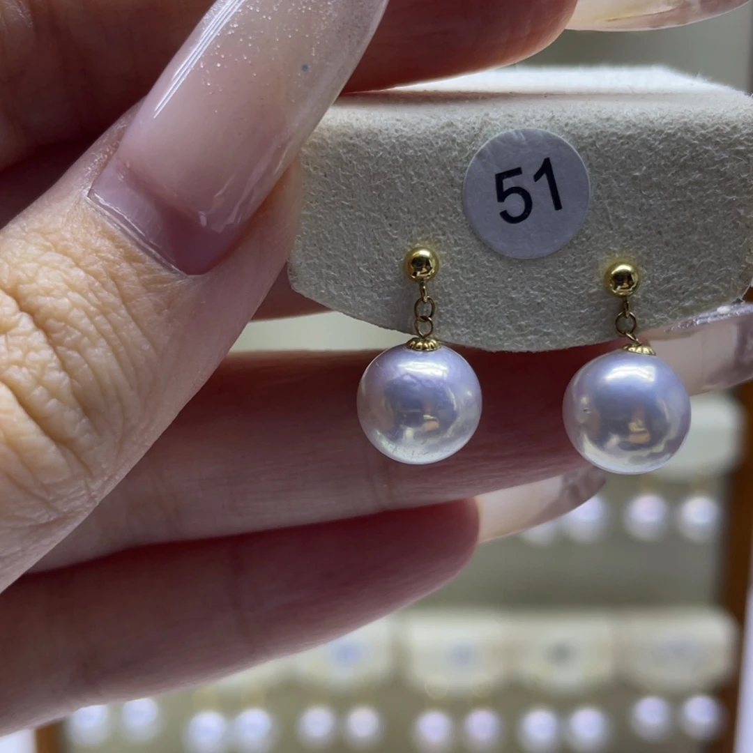 淡水珍珠耳饰18K金镶嵌