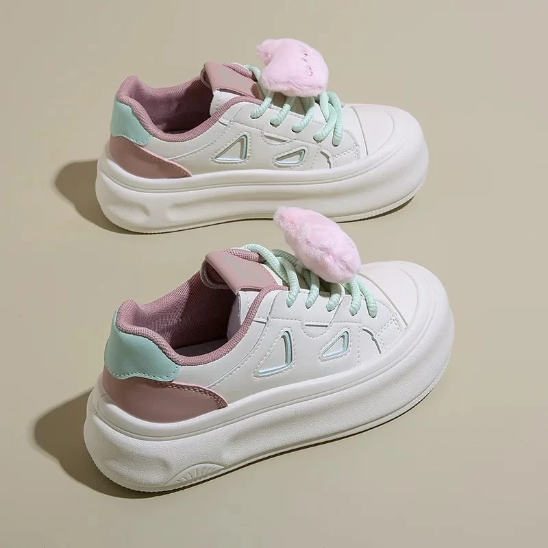 女秋冬百搭时尚舒适系带厚底小白鞋板鞋MXD08