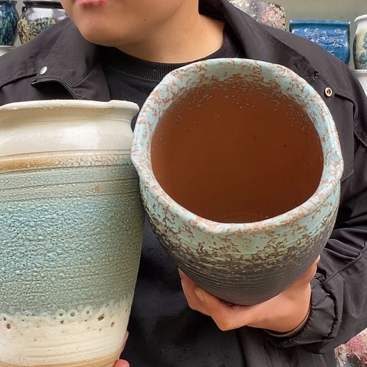 紫砂花盆口17高25瑕疵