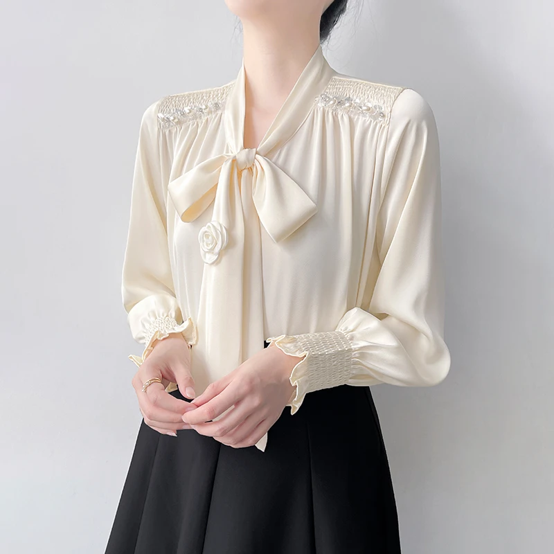 Q584法式小众高级感衬衫女长袖温婉大方衣服轻奢高级小众女装上衣