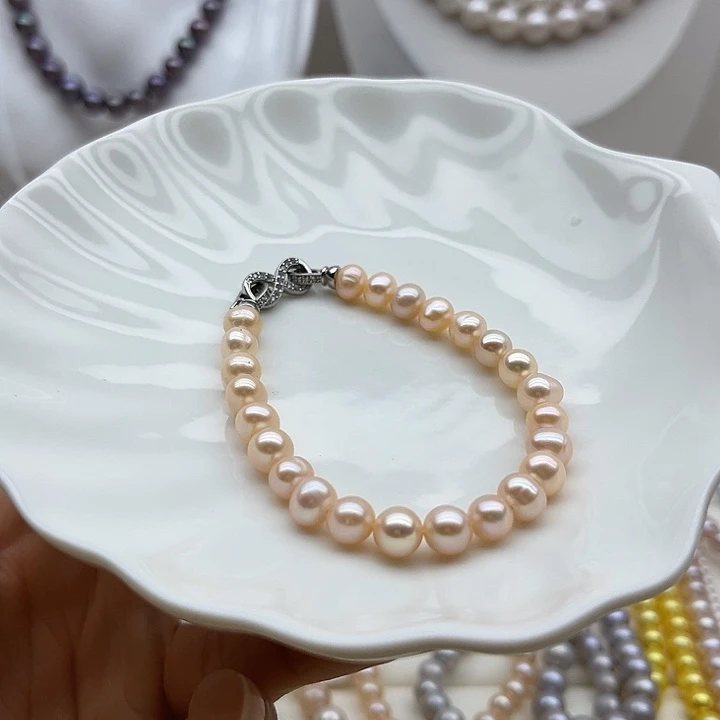 银S925镶嵌手绳淡水珍珠