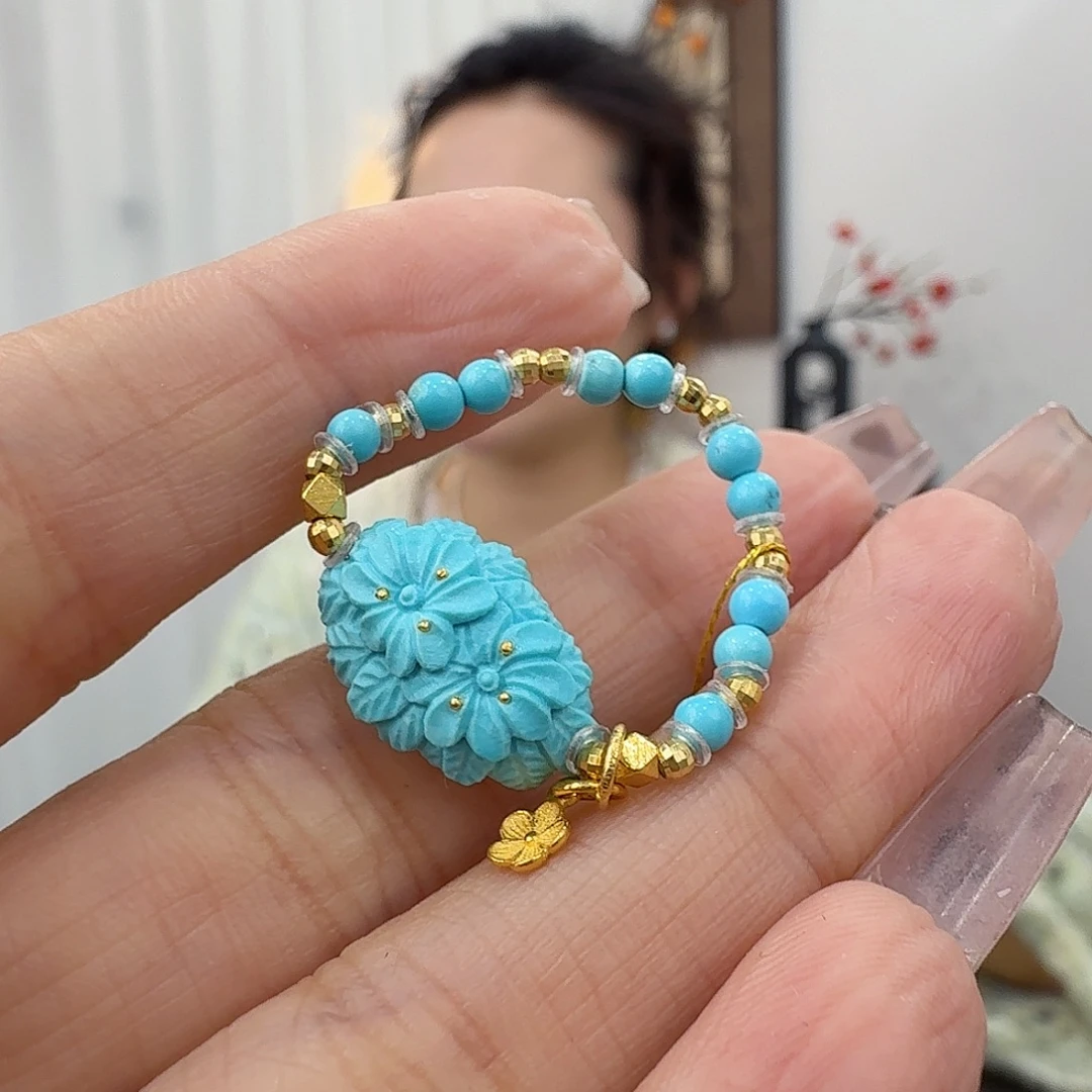 绿松石18K金镶嵌珠宝奇石