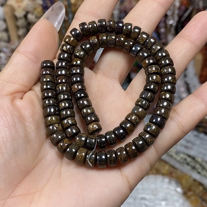 玛瑙/玉髓未镶嵌珠宝半成品天然古铜灰隔片卡7mm一条