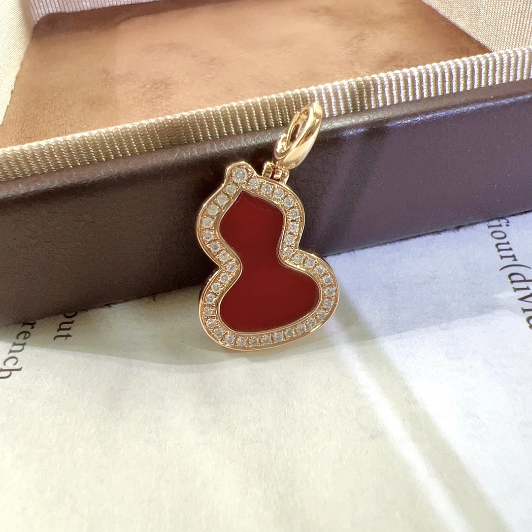 【天然钻石】18K玫瑰金钻石红玛瑙葫芦吊坠时尚百搭