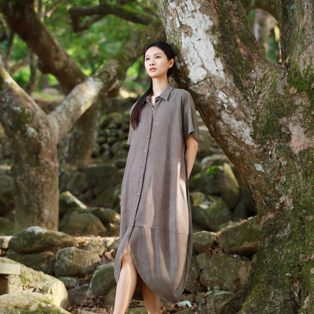 布伊轨道2025年夏季炒色工艺不规则连衣裙Q6651C