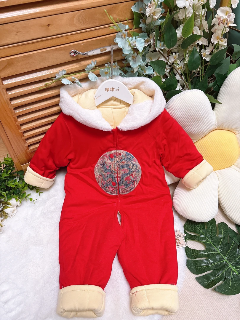 【300克厚度】婴儿可水洗棉花加厚连体哈衣新生儿冬季加厚棉衣爬服