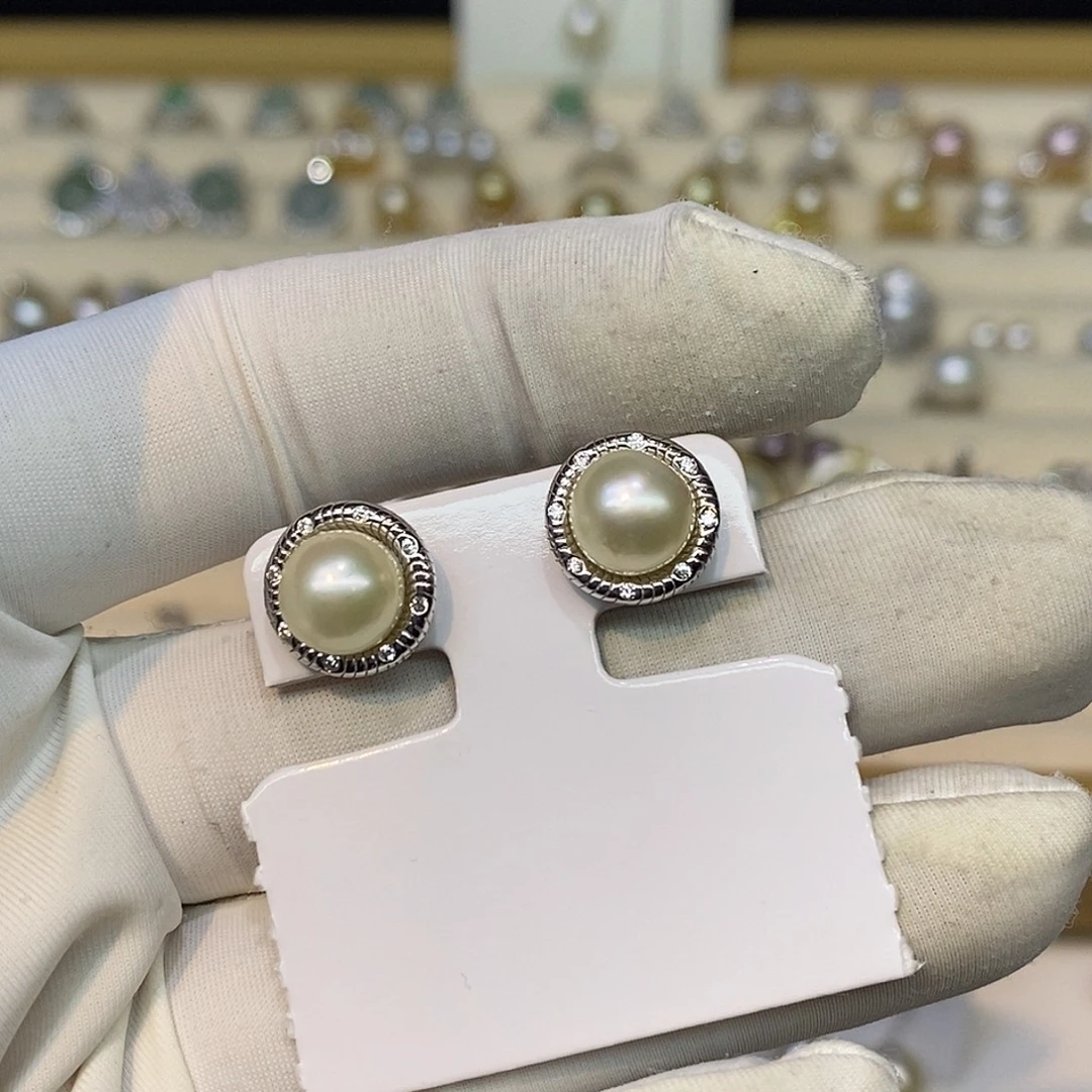 耳饰海水珍珠银S925镶嵌