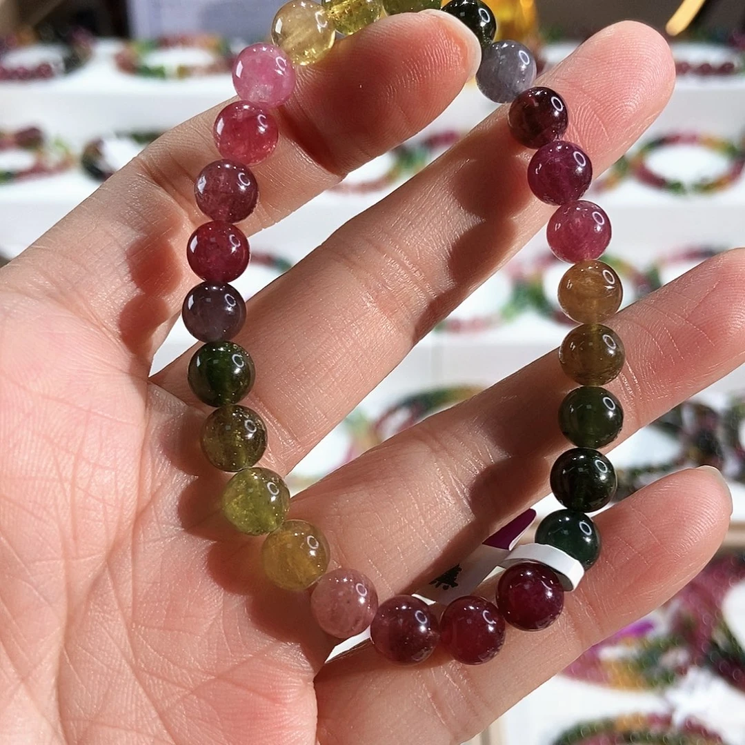 碧玺未镶嵌手链G2141素圈颜色微差