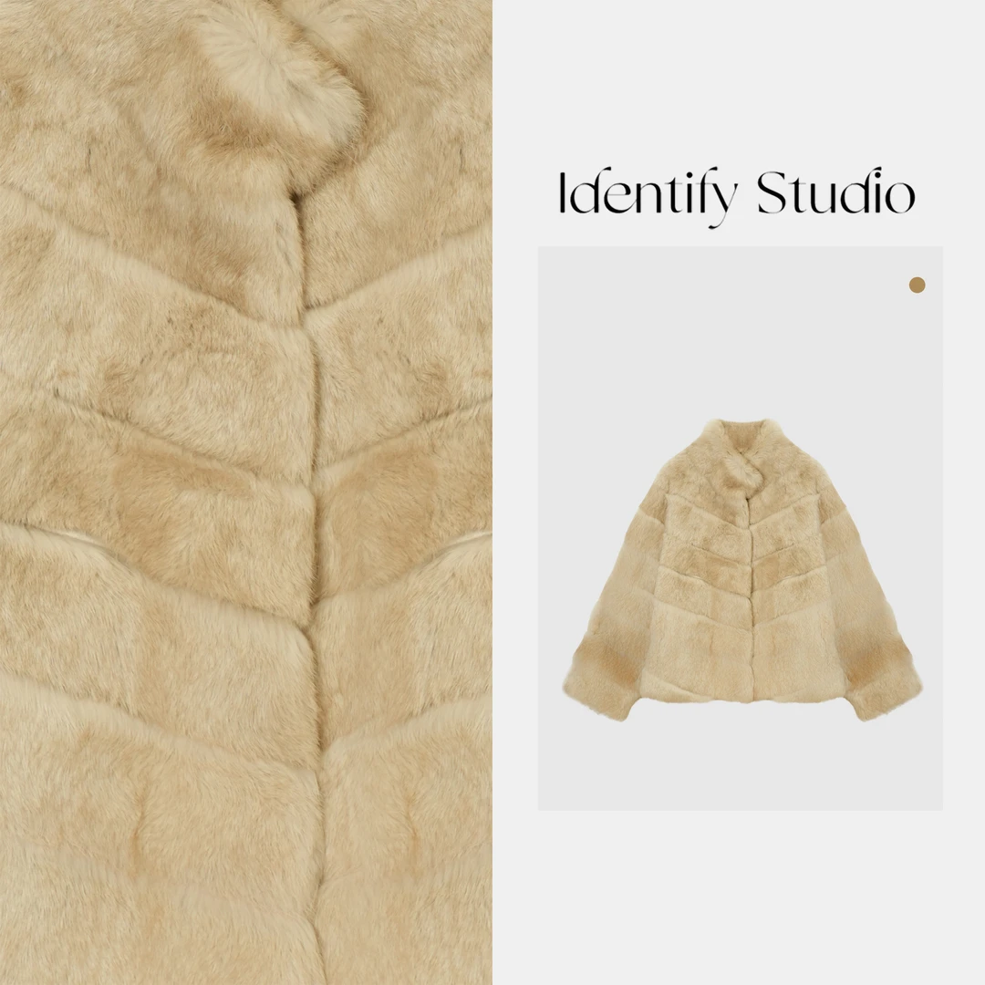 IDENTIFY秋季新款宽松立领保暖兔毛毛毛外套上衣25AW