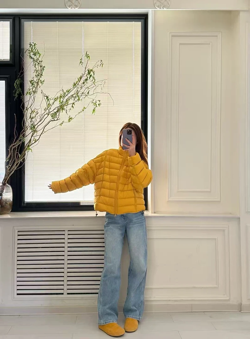 李园家1号店-韩版立领宽松简约排骨羽绒服