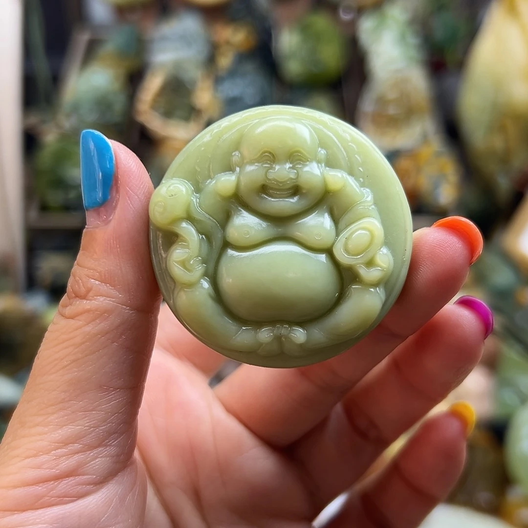 岫玉未镶嵌颈饰辽阳料笑佛