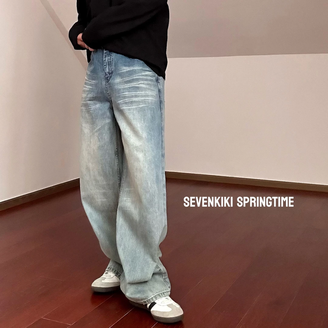 YUNFEI SELECT 100棉12.5盎司洗退浅色廓型直筒牛仔裤NK006