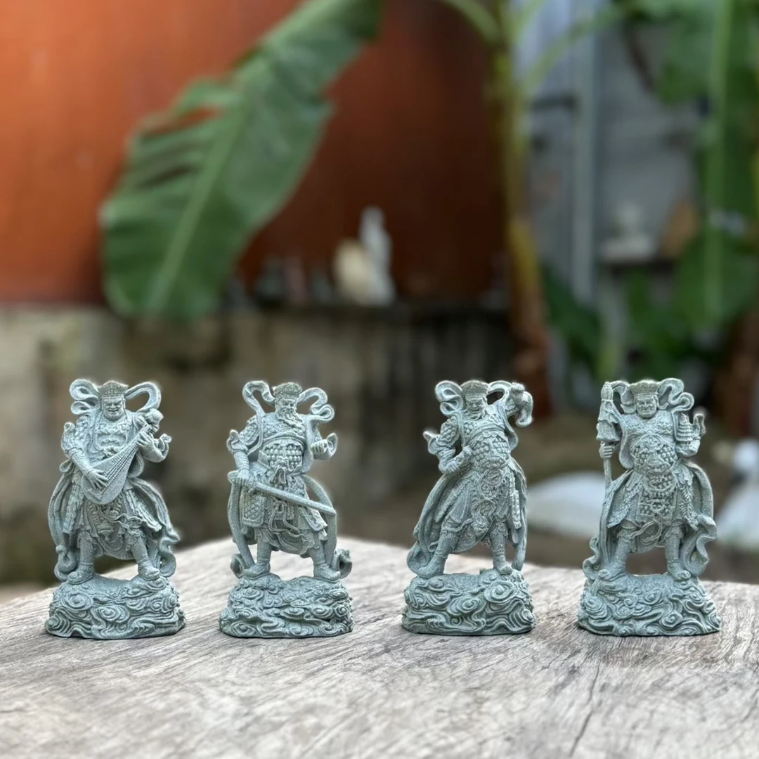 四大天王 青砂石摆件黑神话摆设书房中式庭院书房鱼缸造景神仙