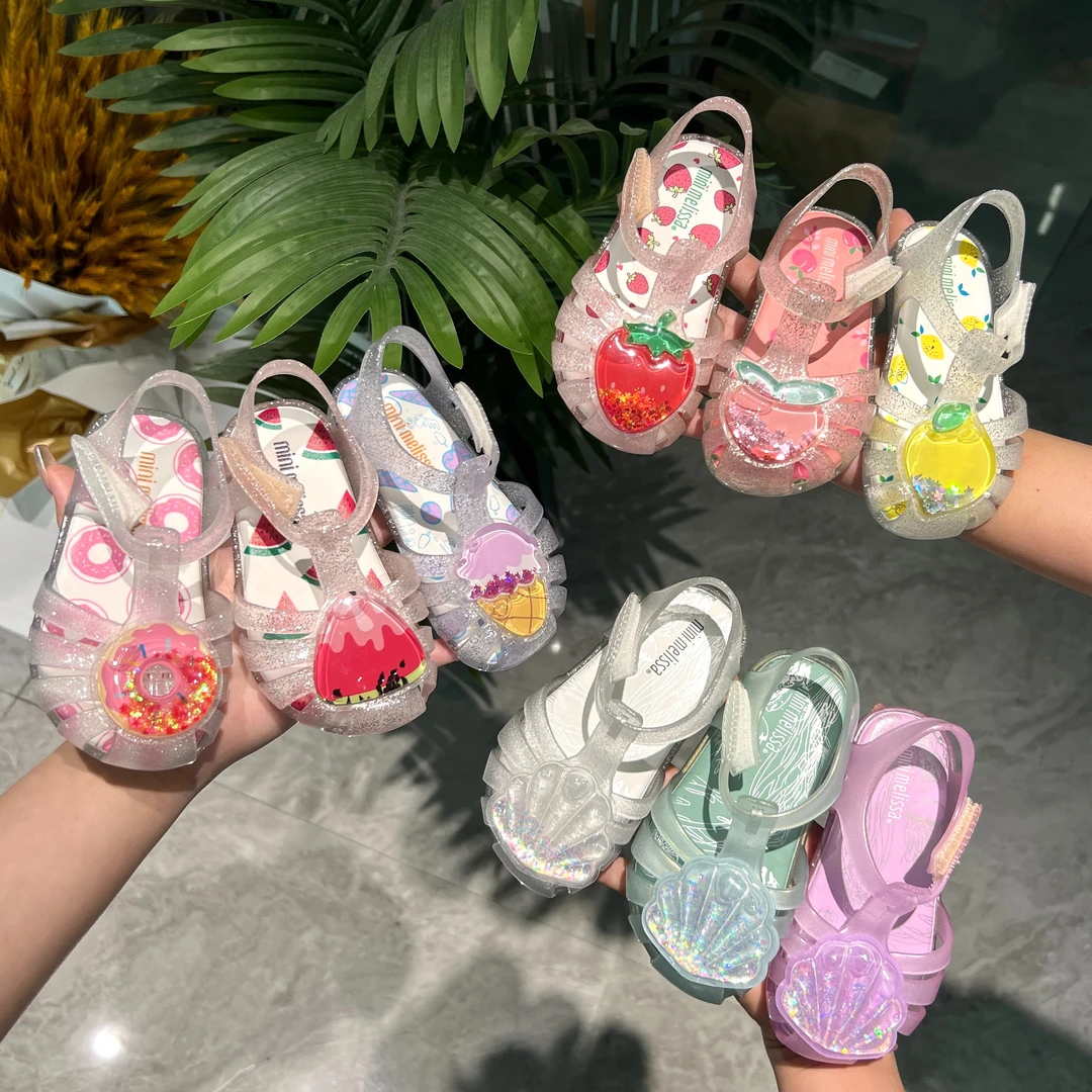 【可妮家】香香鞋果冻鞋甜甜圈冰淇淋女童凉鞋水果包头公主鞋沙滩鞋
