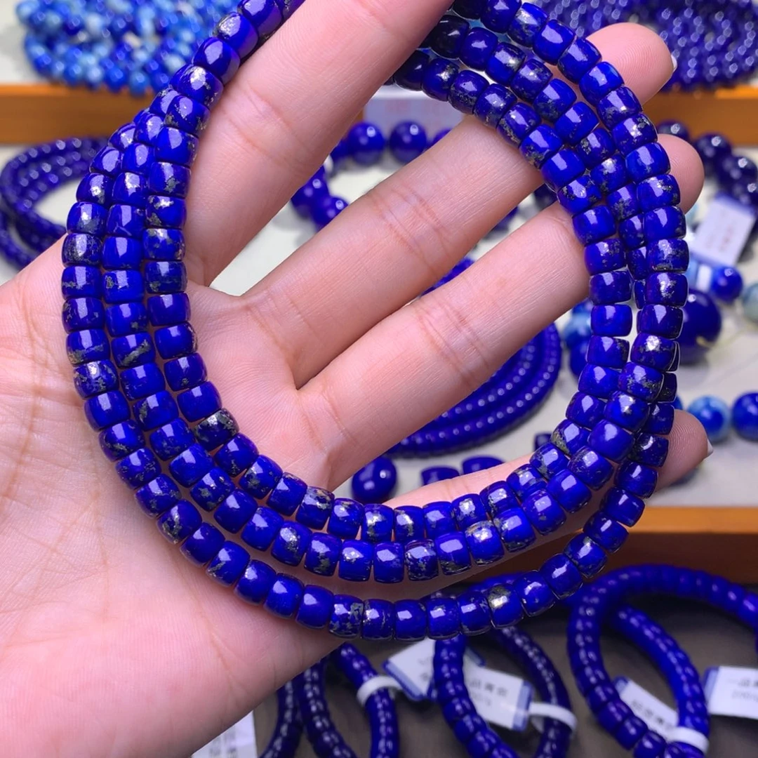 青金石未镶嵌手串6mm爆金