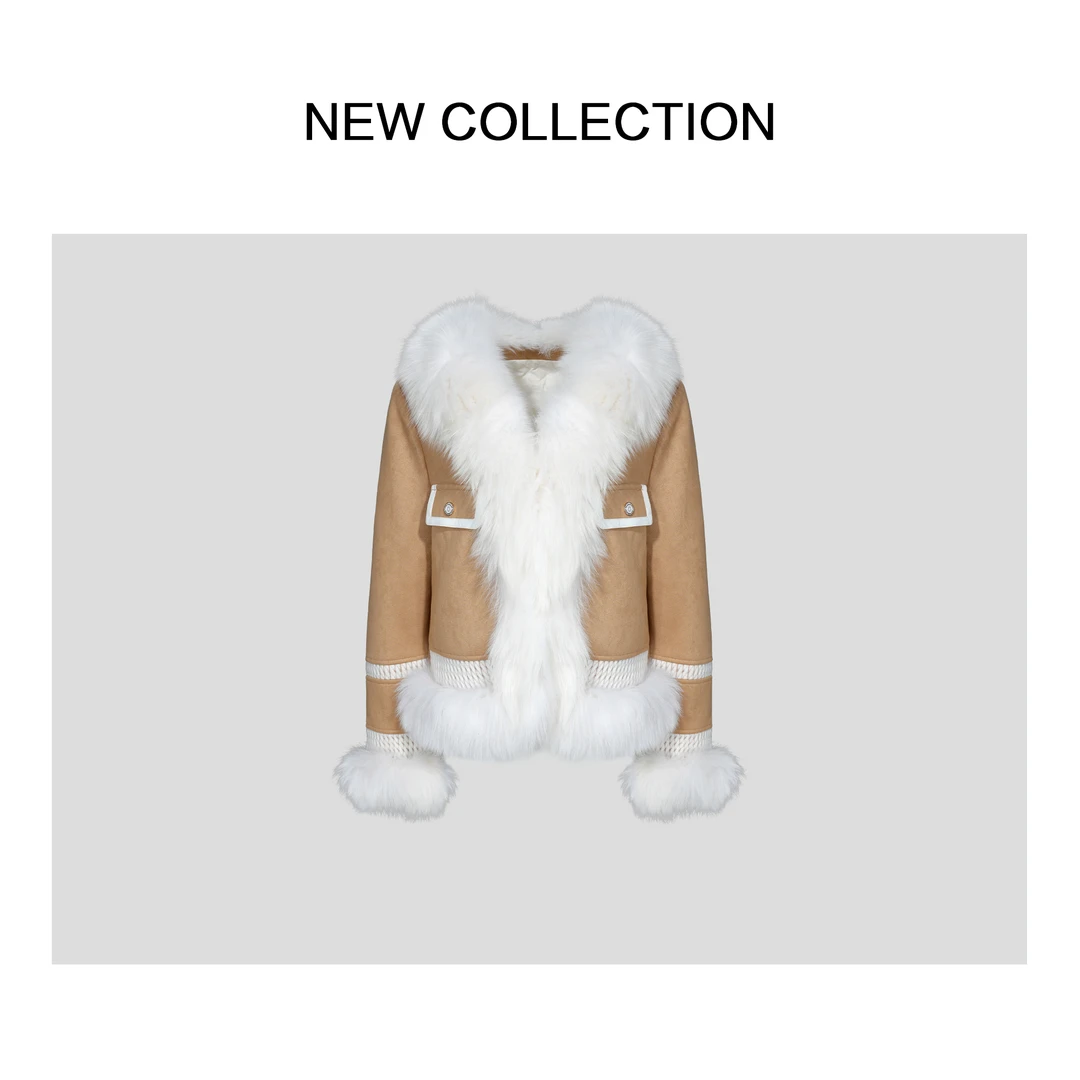 【艺菲专属】新款时尚韩系毛绒短草草外套 Z1F58001B