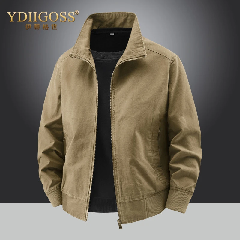 YDIIGOSS男士夹克春秋季耐磨休闲时尚新款宽松休闲工装上衣外套