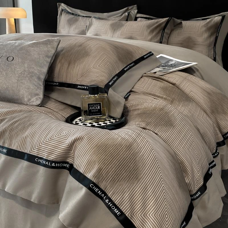 美式秋冬全棉磨毛四件套裸睡被套纯棉加厚复古风床单双人床上用品