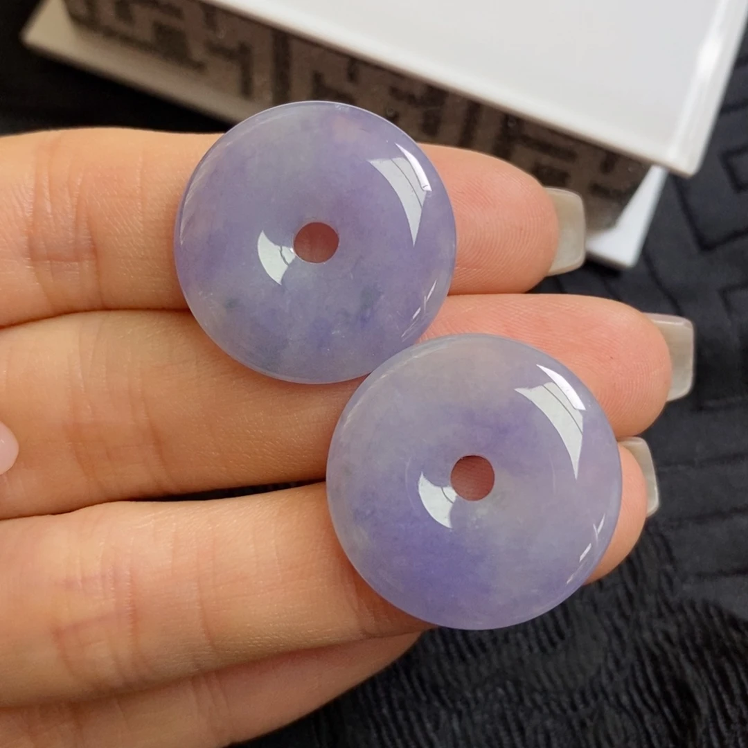 翡翠未镶嵌耳饰紫罗兰甜甜圈