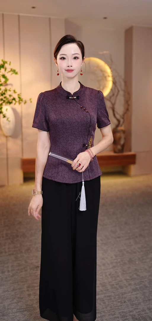 真两件套2025夏季新款洋气气质显瘦加大码中长款妈妈装ZRF-25971