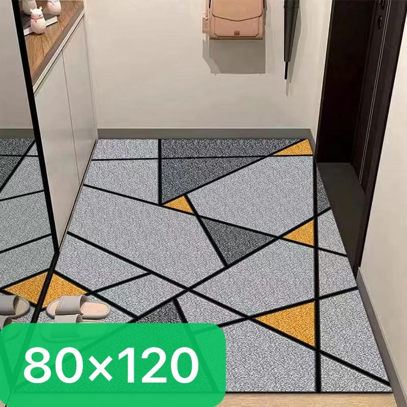 80*120加大入户门口垫厨卫吸水防滑好打理可裁剪可水洗垫灰几何