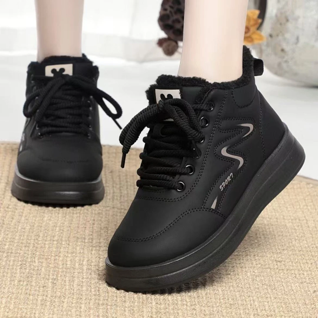 2025冬季新款老北京布鞋女款棉鞋加绒加厚软底防水防滑高帮妈妈鞋